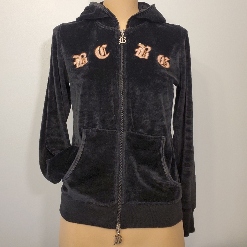 🔥Host Pick🔥 BCBG MAXAZRIA Velour Zip-up Hoodie SZ PM